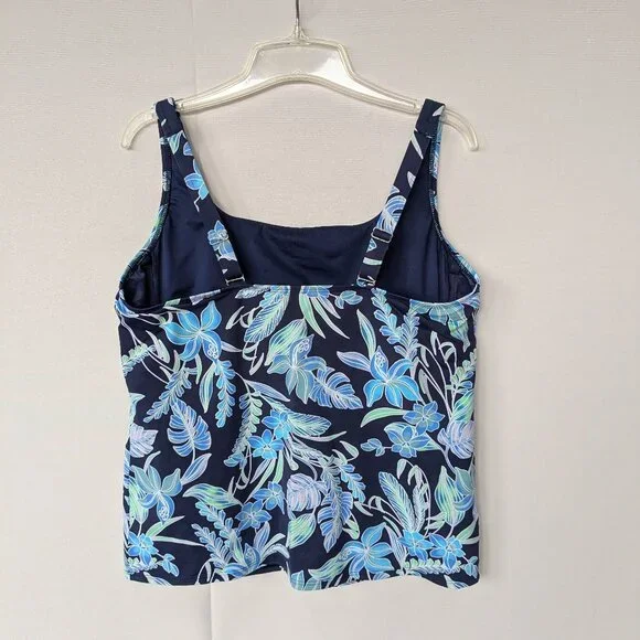 Lands' End Square Neck Underwire Tankini Swimsuit Top 16 DDD - Picture 4 of 8